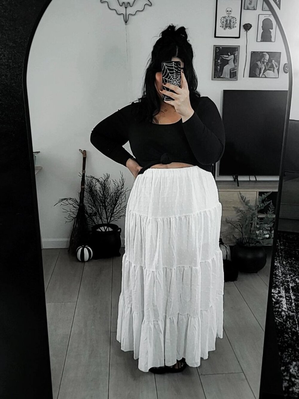 White tiered maxi skirt